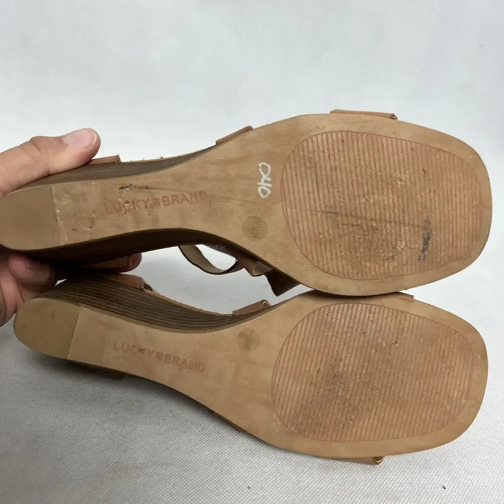 Women’s Lucky Brand Heeled Strappy Sandals Tan Size 8 1/2 - Picture 6 of 9